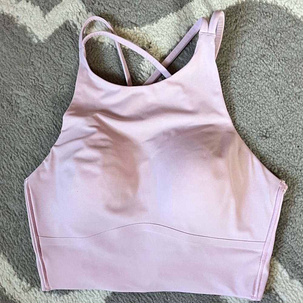 Pink high-neck lululemon bra